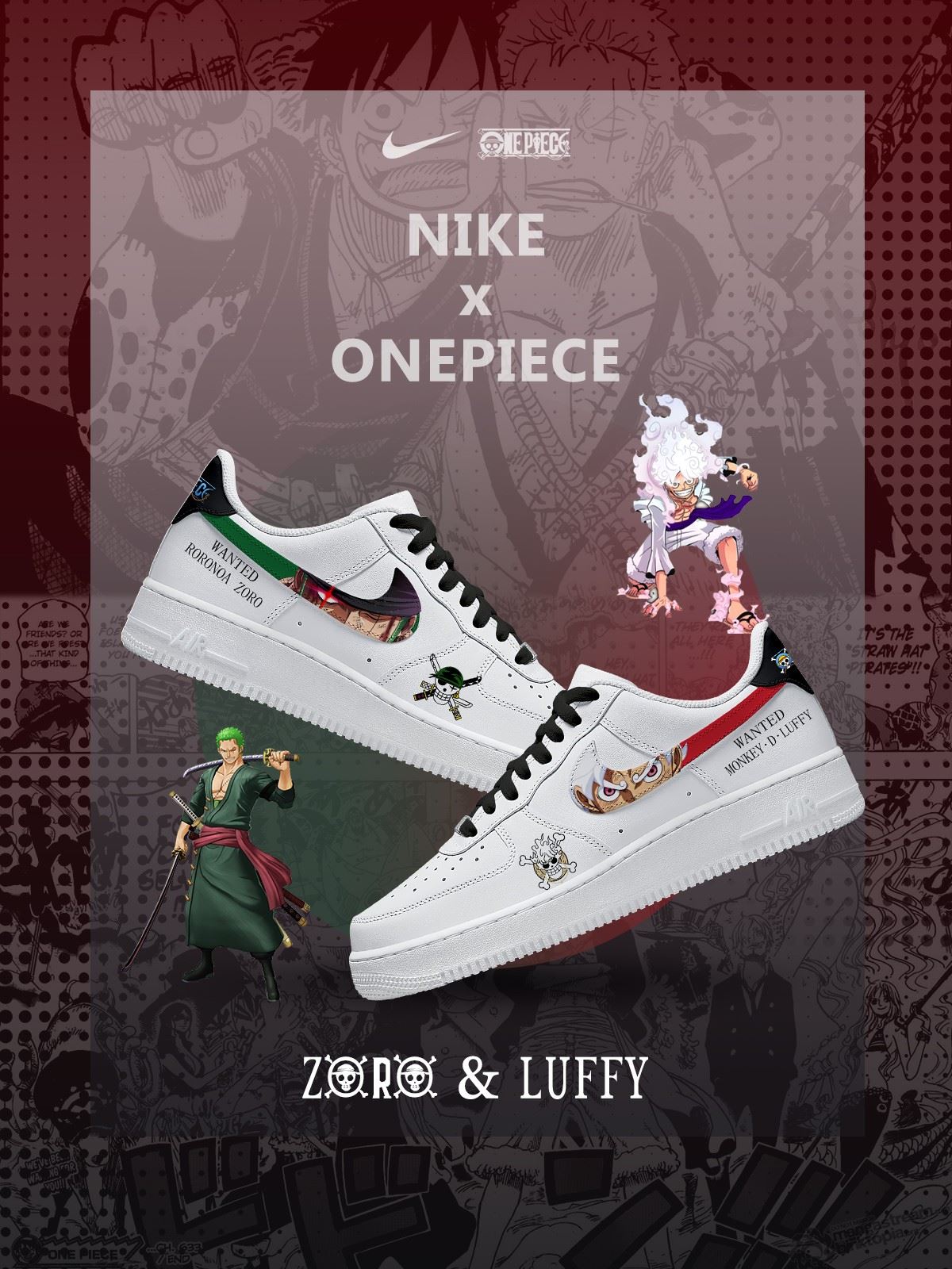 Luffy &amp; Zoro Custom Sneakers
