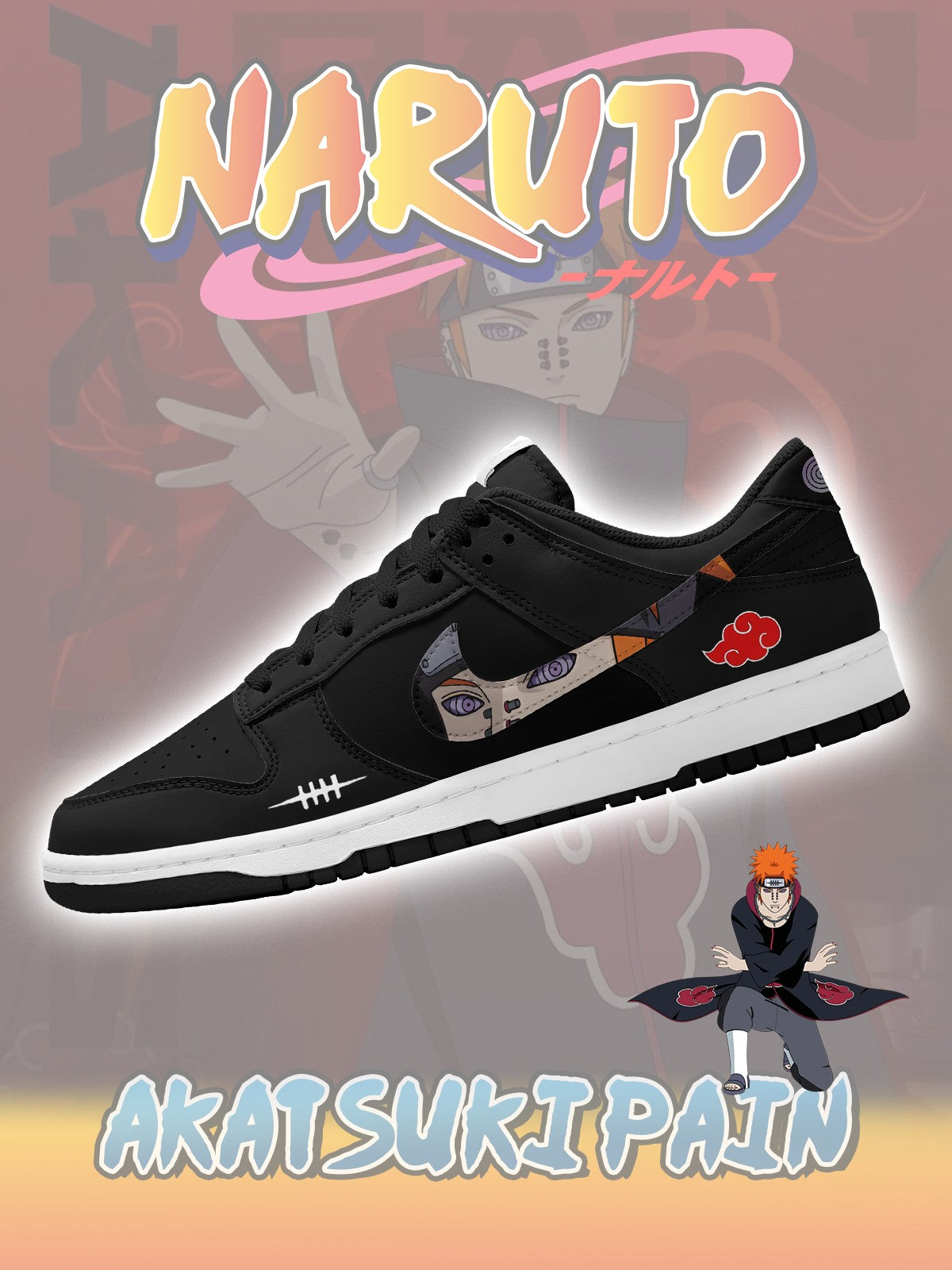 Akatsuki Pain V.2 Custom Court-Low Sneakers