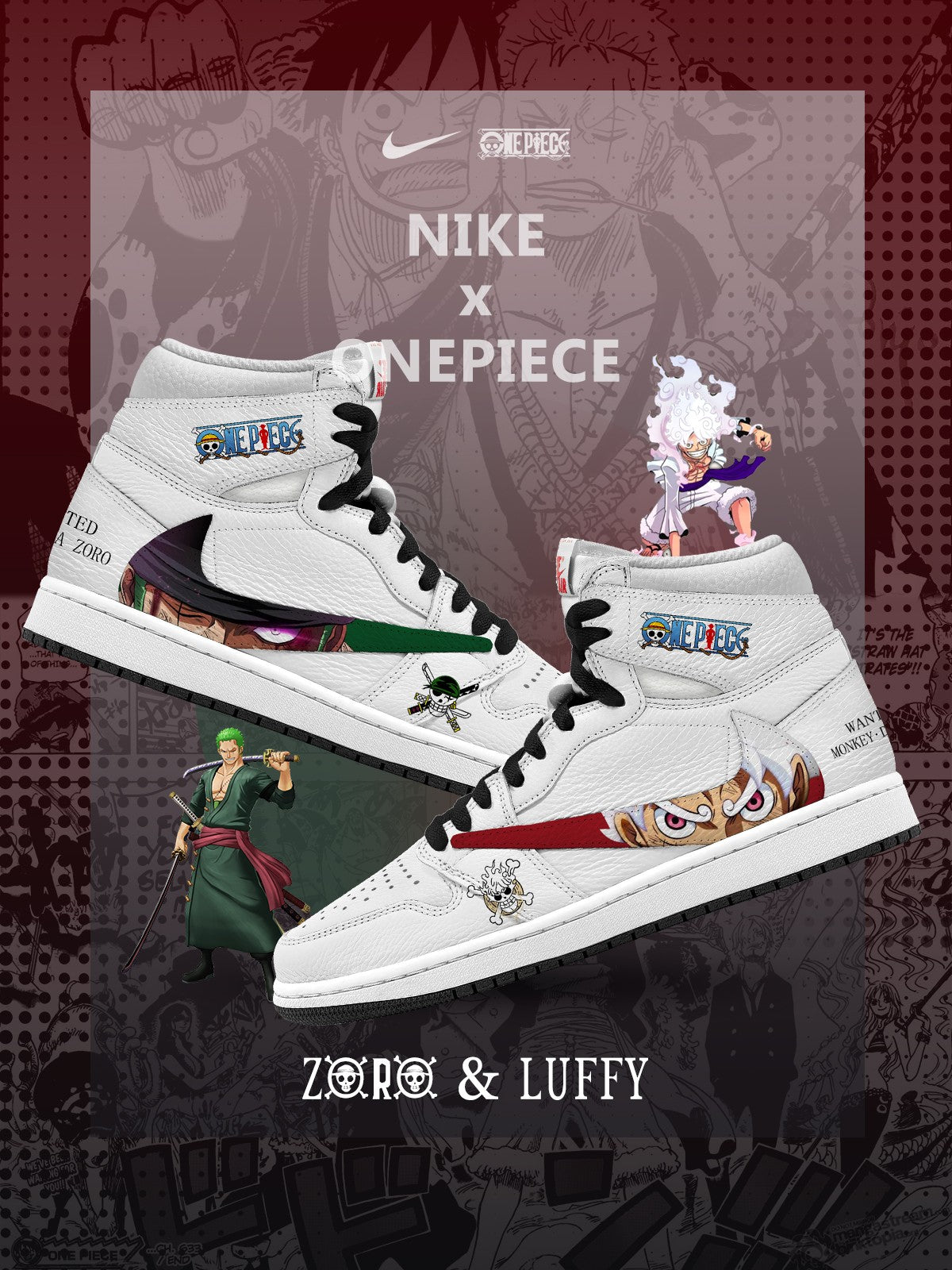 Luffy and Zoro V.1 Custom TS High Sneakers