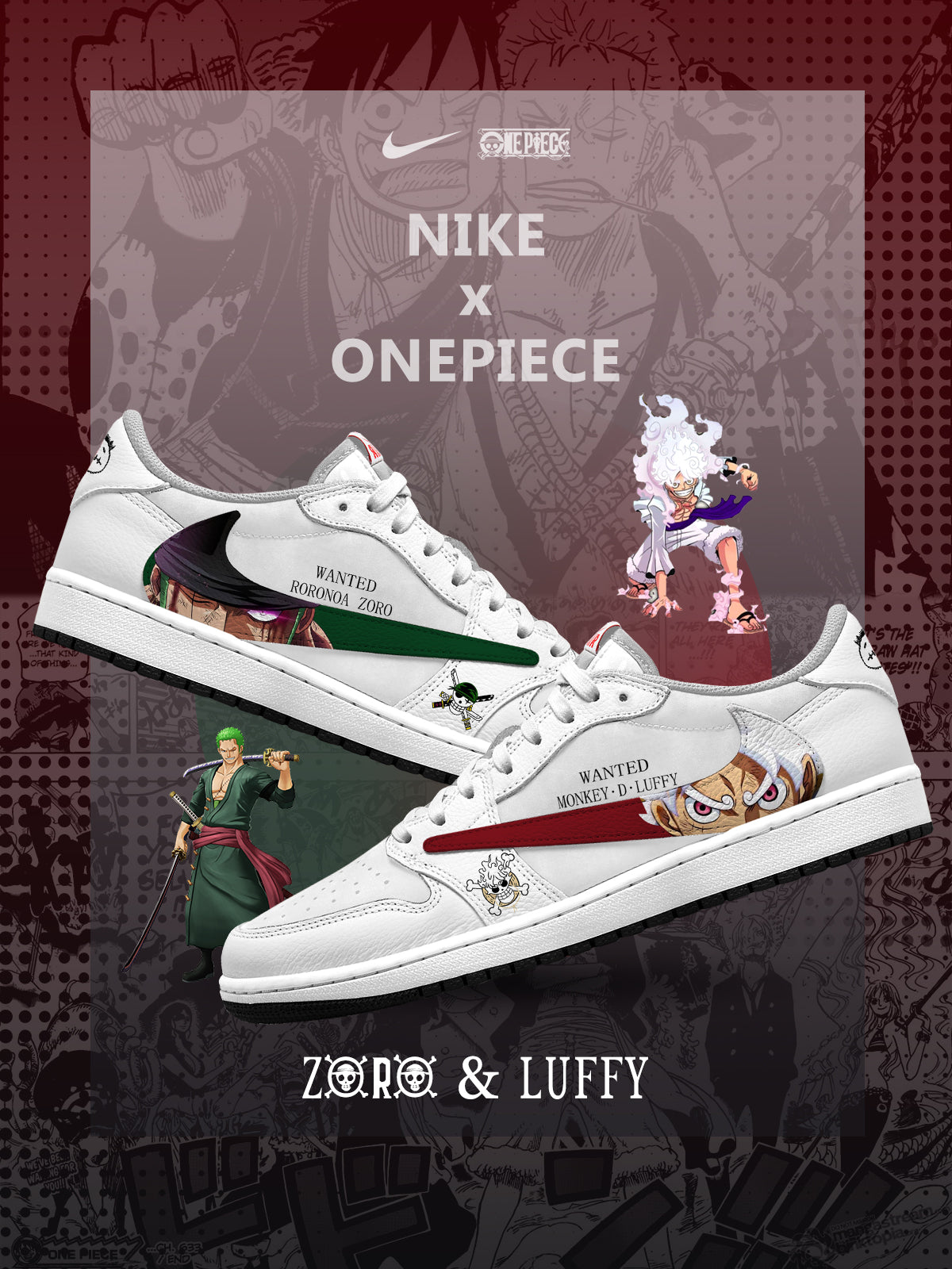 Zapatillas bajas TS personalizadas de Luffy y Zoro V.1