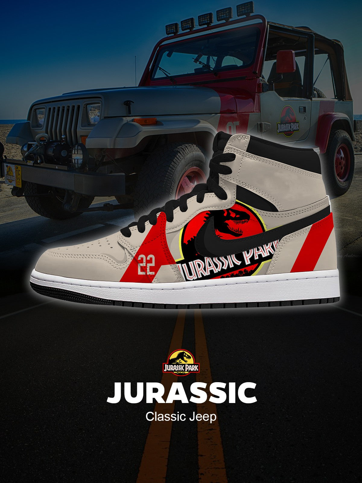 Jurassic Classic Jeep V.1 Custom High-Top Sneakers