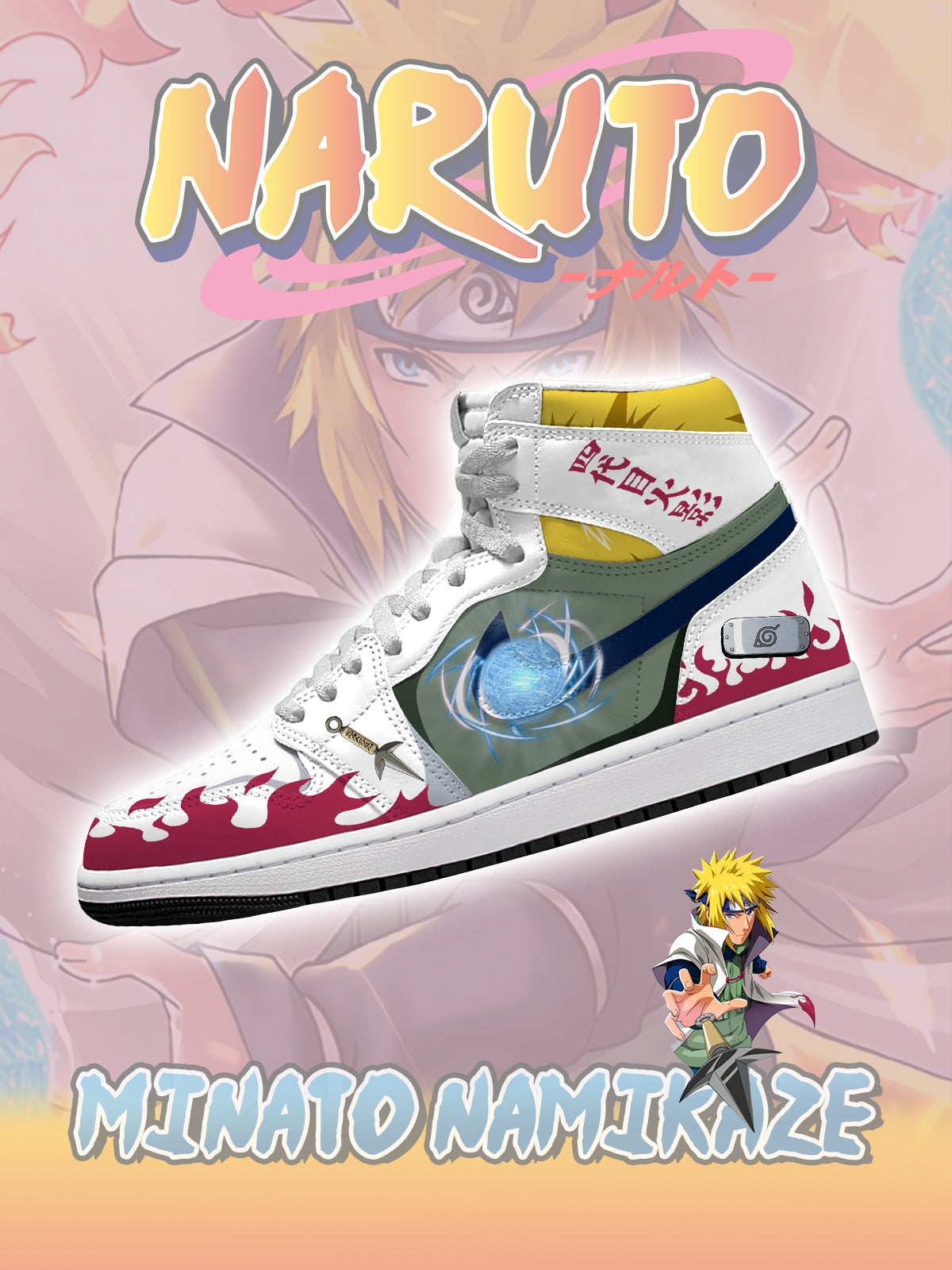 Zapatillas altas personalizadas Minato Namikaze V.1 del Cuarto Hokage