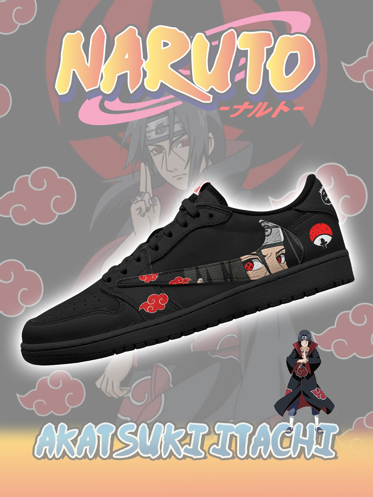 Zapatillas bajas personalizadas Akatsuki Itachi Uchiha V.2 TS