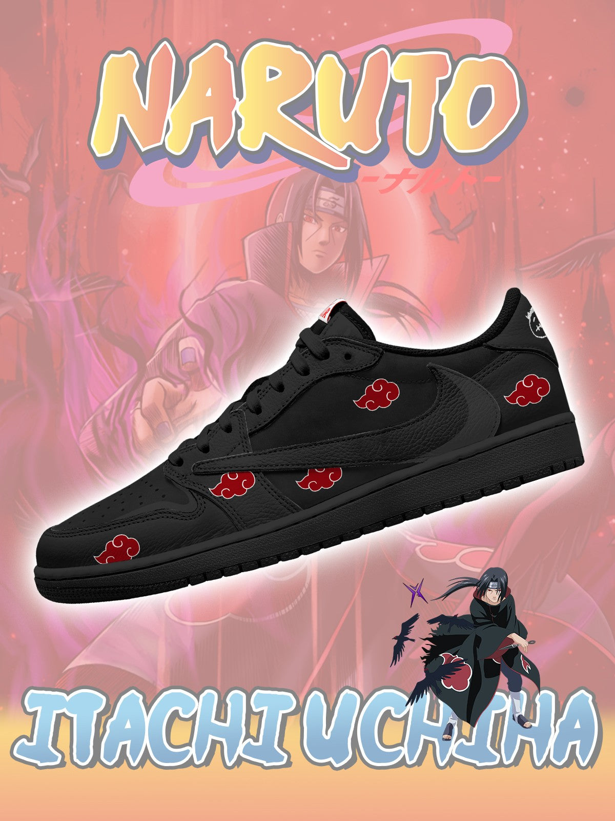 Zapatillas bajas personalizadas Akatsuki Itachi Uchiha V.5 TS